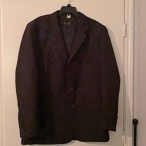 COPY - Black Western Jacket with black embroidery detail